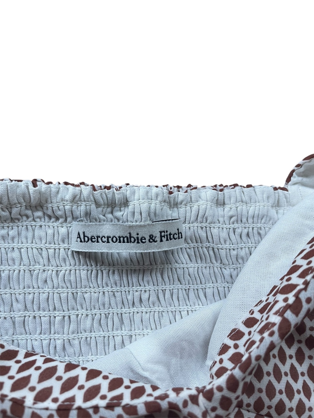 Abercrombie Cropped Brown and White Printed Long Sleeve Blouse Small - Picture 5 of 5